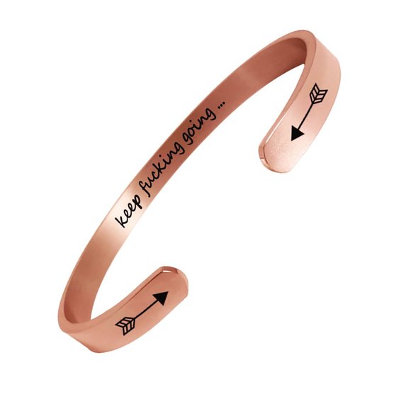 Inspirational Quote Bracelet - Keep Going Motivational Bracelet ROSE GOLD Color - Picture 3 of 4